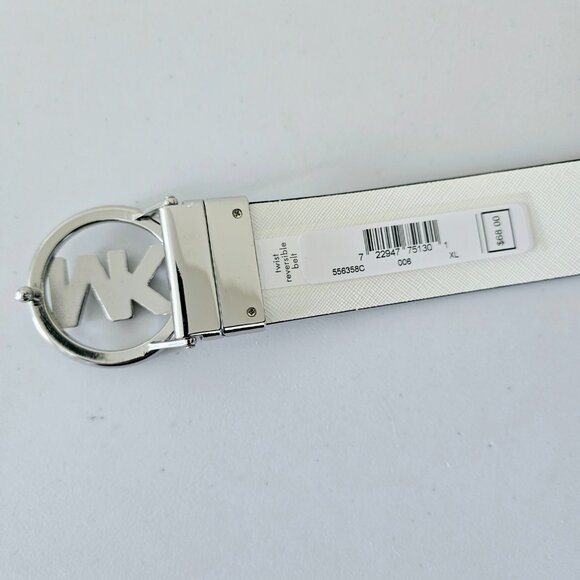 NWT MICHAEL Michael Kors Leather Reversible Belt XL Black White - Bold Signature - Picture 5 of 5